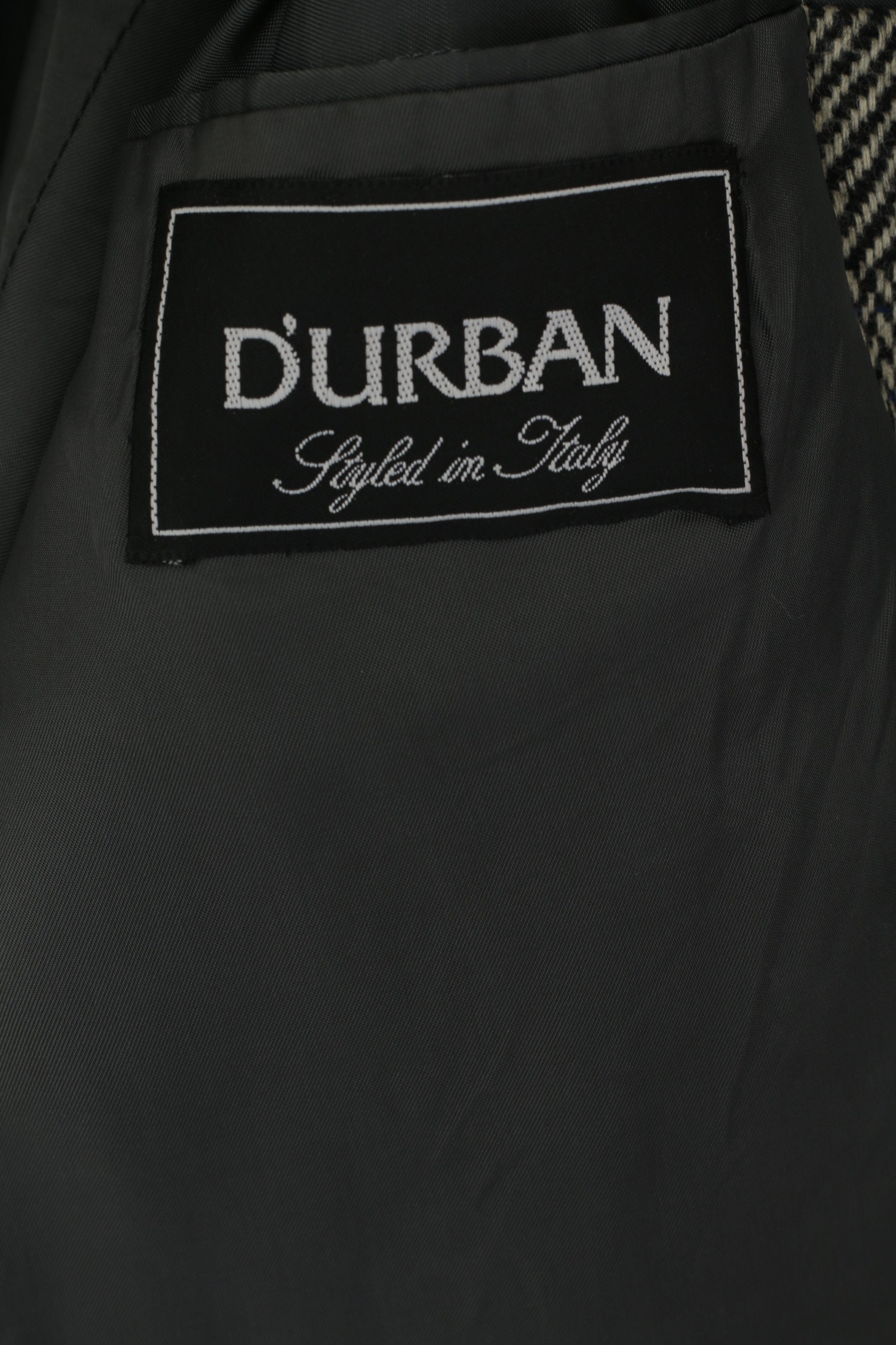 Durban Hommes 50 40 Blazer Gris Vintage Laine Cachemire Mélange Veste Simple Boutonnage