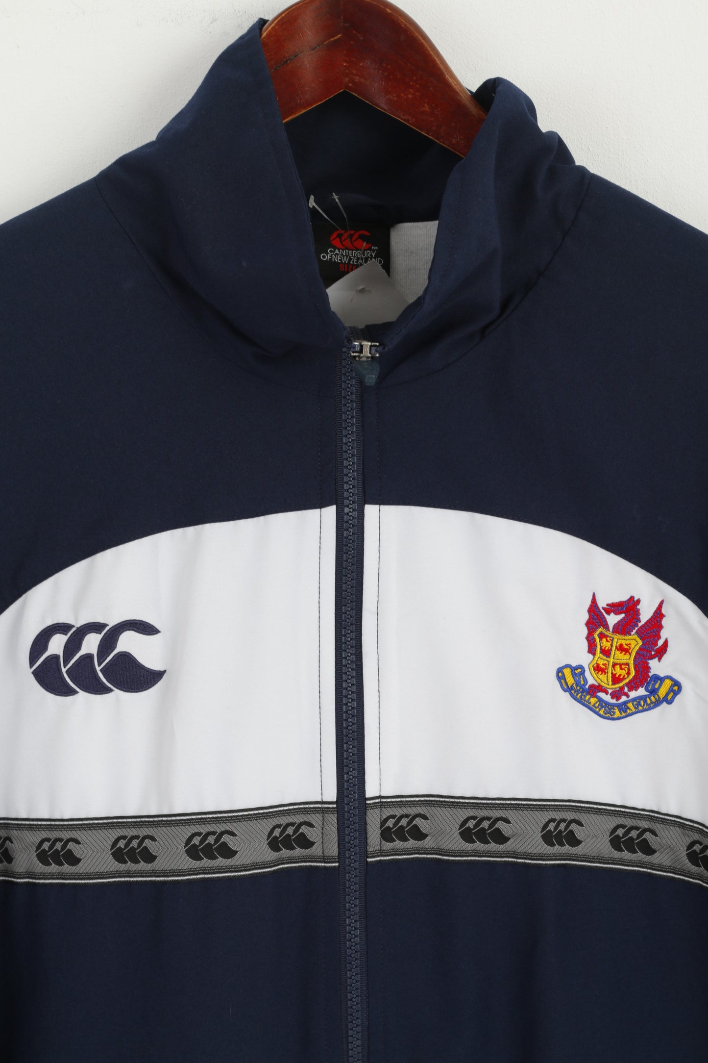 Canterbury Men L Jacket Navy Rugby Red Welsh Dragon Wales Full Zipper Activewear Top