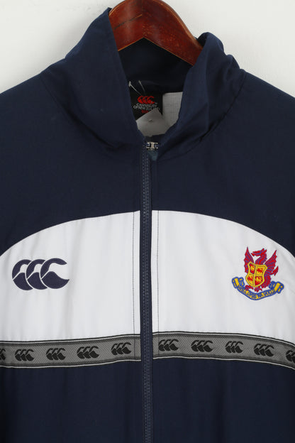 Canterbury Men L Jacket Navy Rugby Red Welsh Dragon Wales Haut de vêtements de sport à fermeture éclair complète