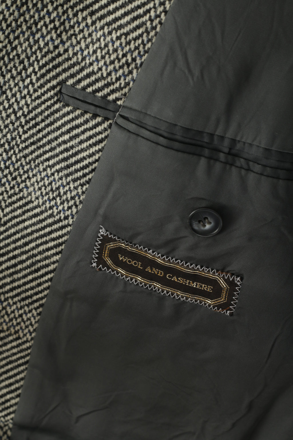 Durban Hommes 50 40 Blazer Gris Vintage Laine Cachemire Mélange Veste Simple Boutonnage