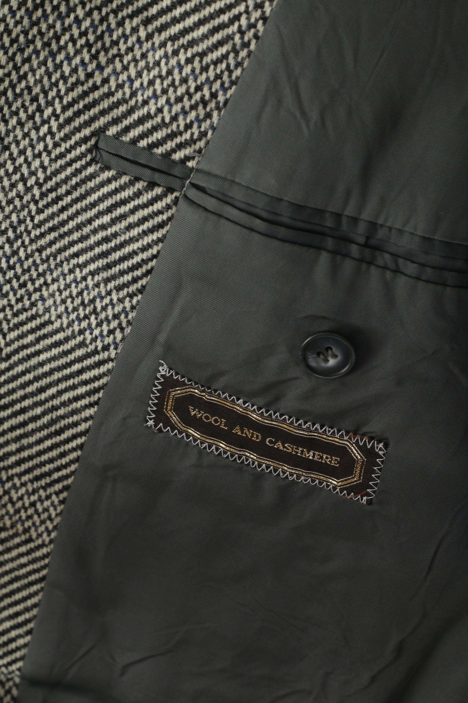 Durban Hommes 50 40 Blazer Gris Vintage Laine Cachemire Mélange Veste Simple Boutonnage