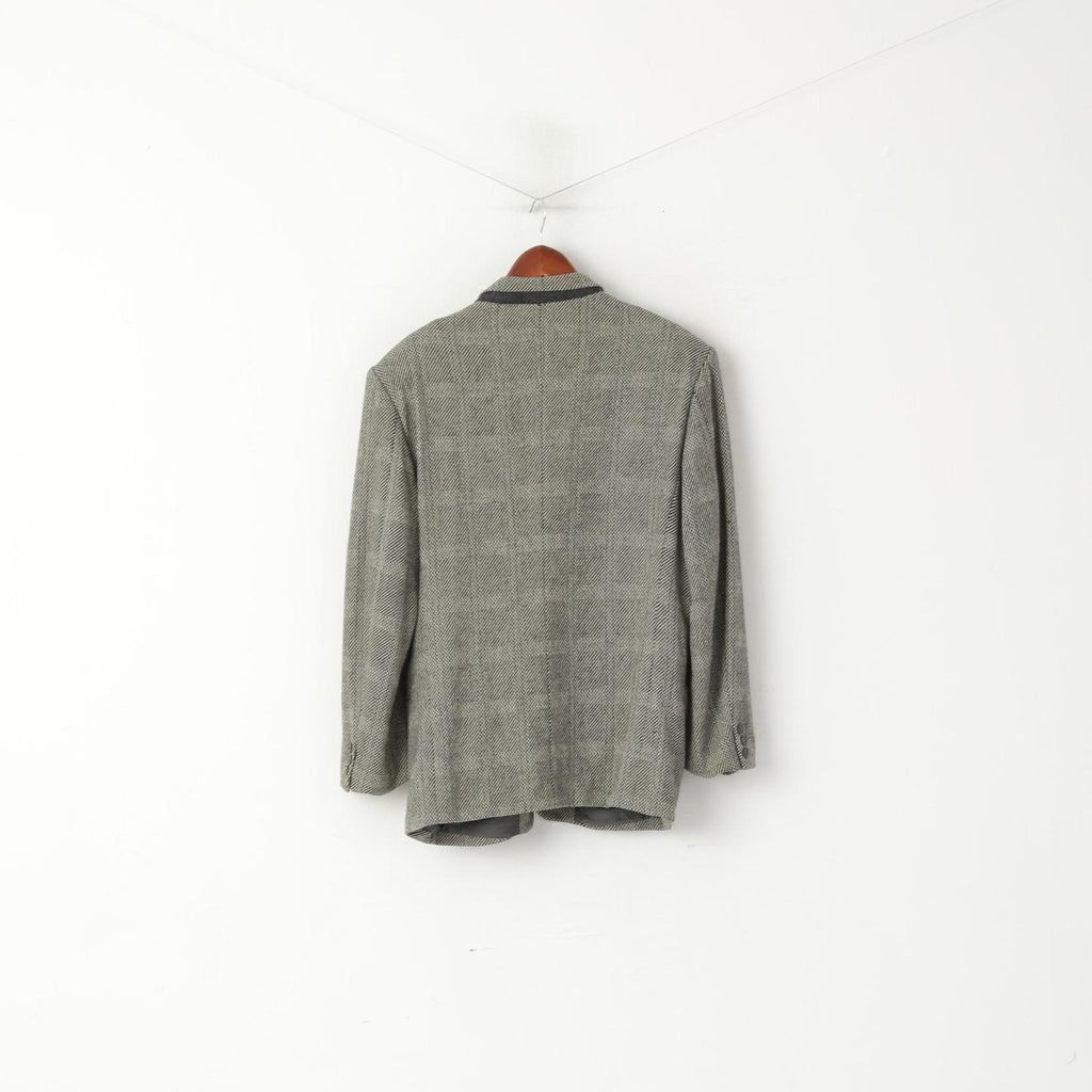 Durban Hommes 50 40 Blazer Gris Vintage Laine Cachemire Mélange Veste Simple Boutonnage