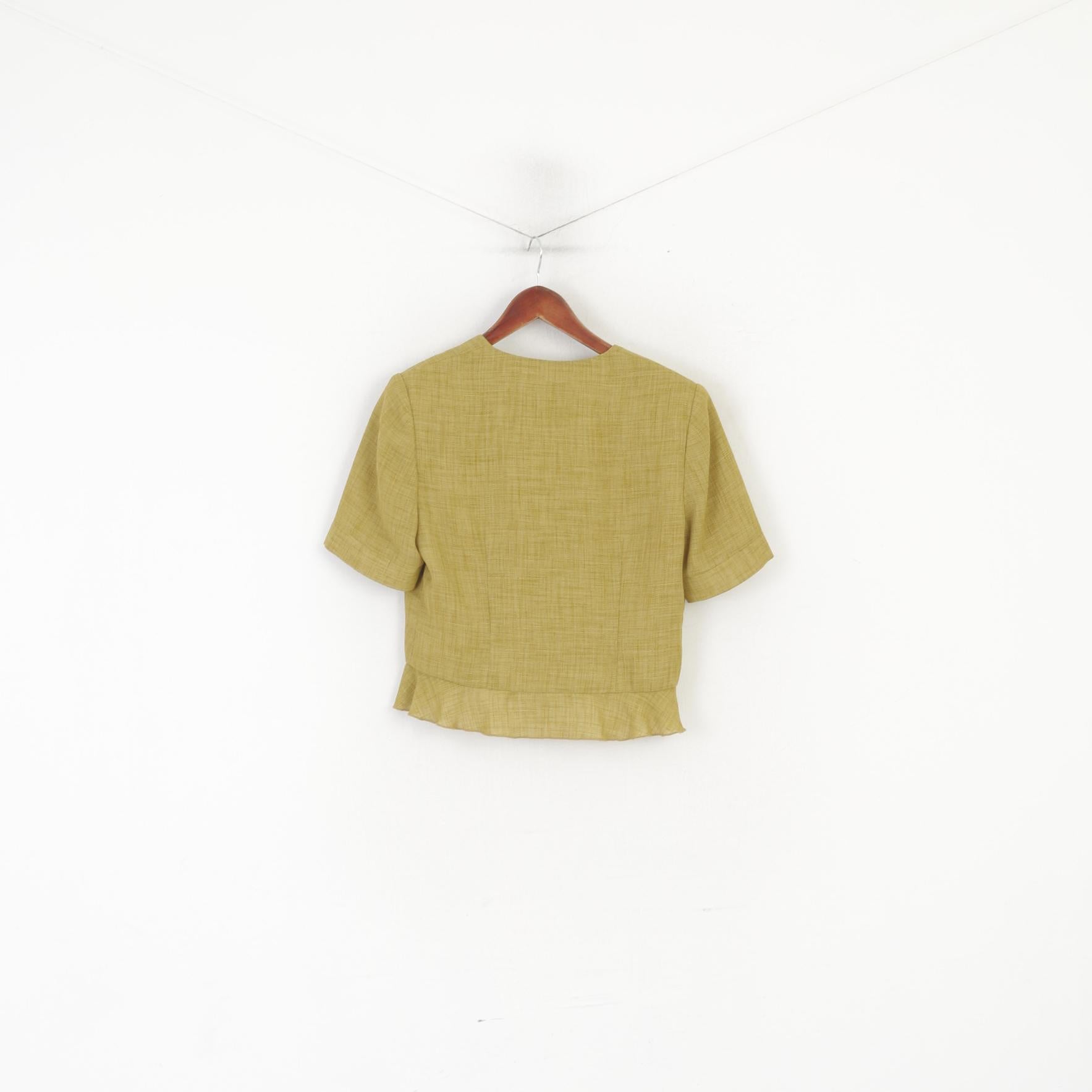 Simon Ellis London Women 12 M Blazer Green Cropped Shrug Shoulder Pads Top