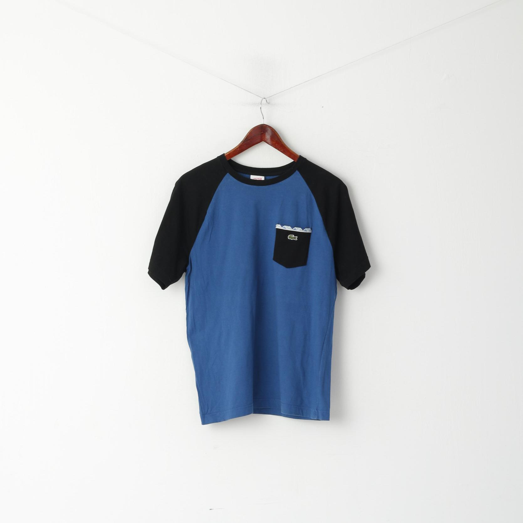 Lacoste Live Men 4 S Chemise Bleu Coton Poche Col Rond Haut Classique