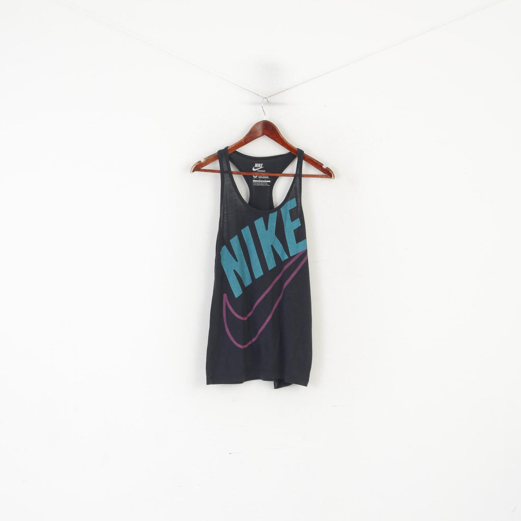 Nike Sportswear Women M Shirt Black Cotton Slim Fit Training Tank Top