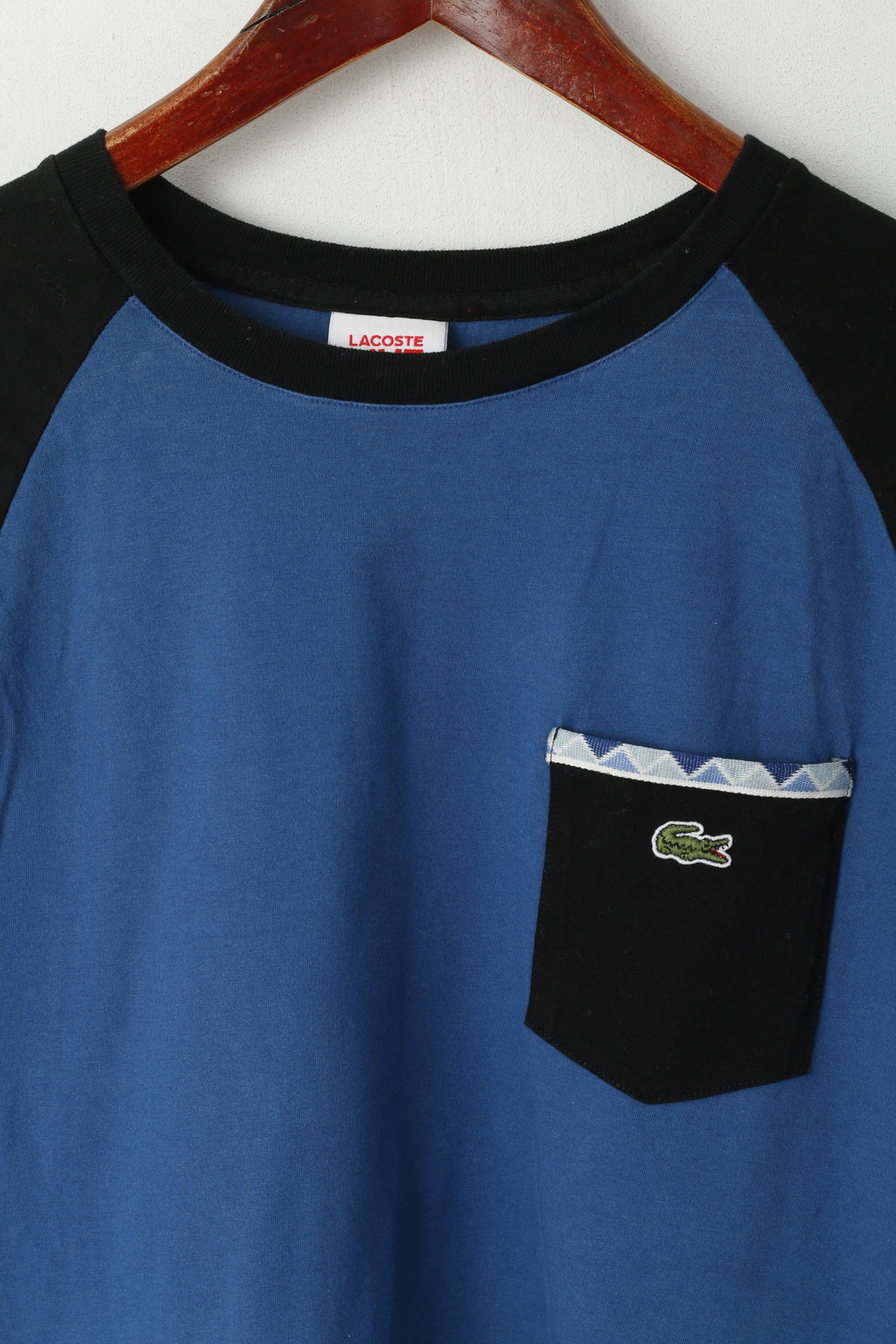Lacoste Live Men 4 S Chemise Bleu Coton Poche Col Rond Haut Classique