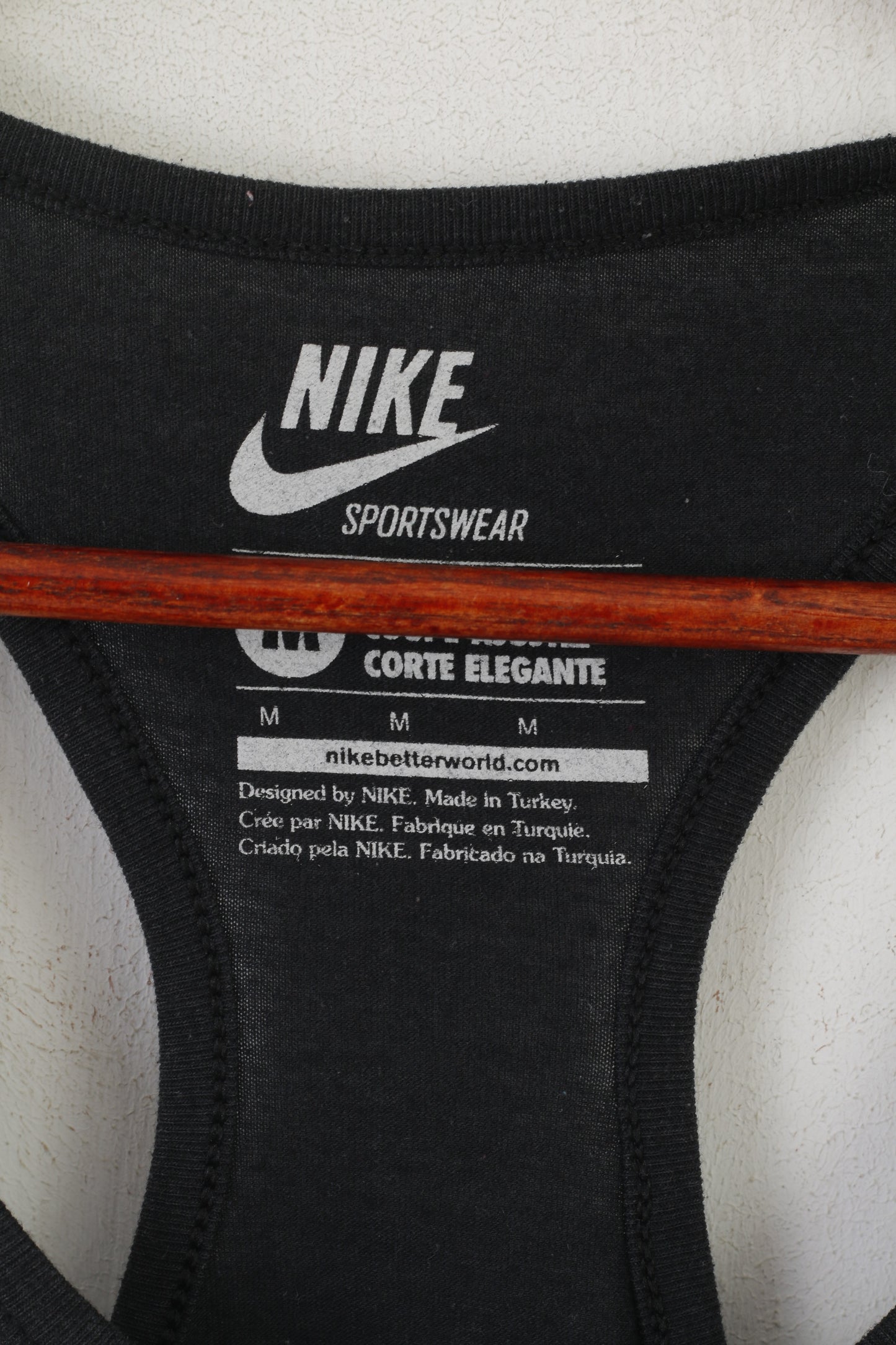 Nike Sportswear Femme M Chemise Noir Coton Slim Fit Training Débardeur