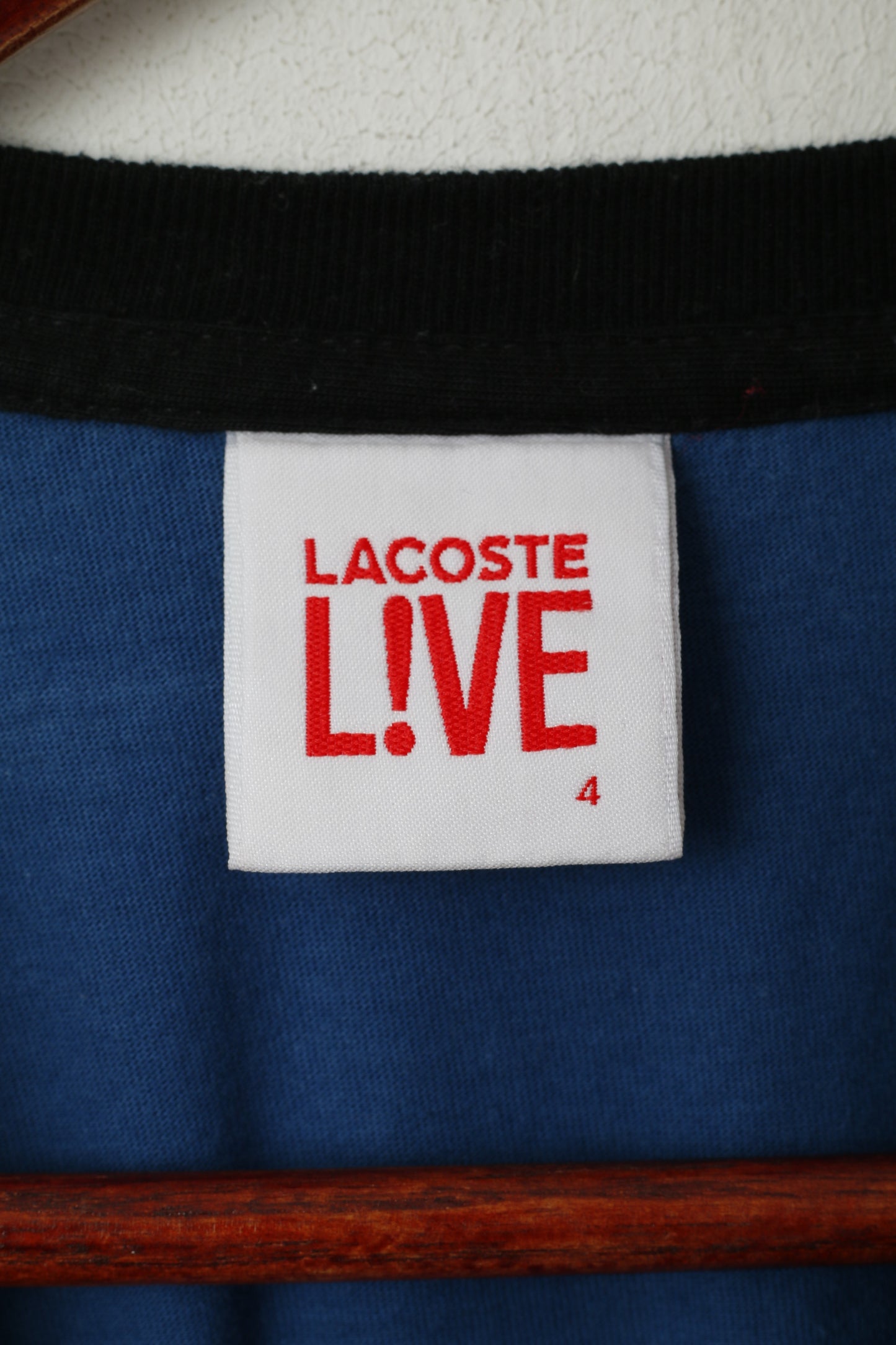 Lacoste Live Men 4 S Shirt Blue Cotton Pocket Crew Neck Classic Top