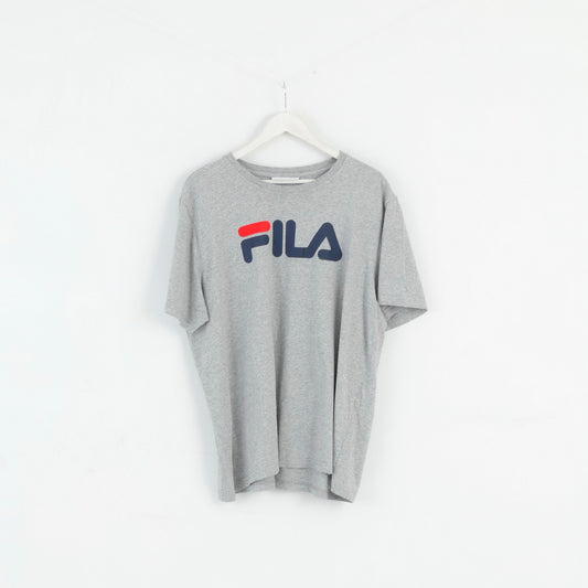FILA T-shirt XXL homme en coton gris classique avec grand logo