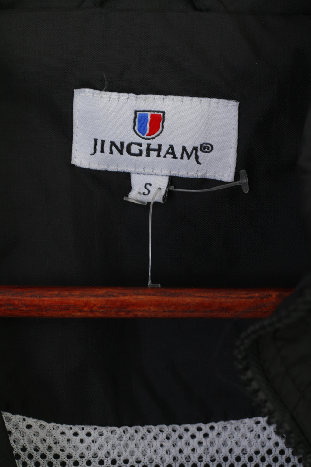 Giacca da uomo Jingham in nylon nero impermeabile con cerniera completa e parte superiore leggera