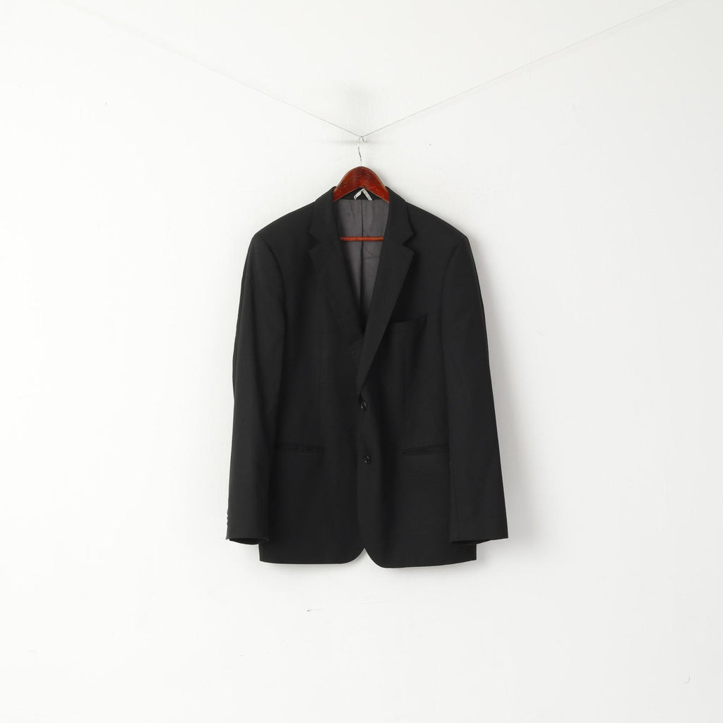Hugo Boss Hommes 56 46 Blazer Laine Noire The James2 Veste Simple Boutonnage