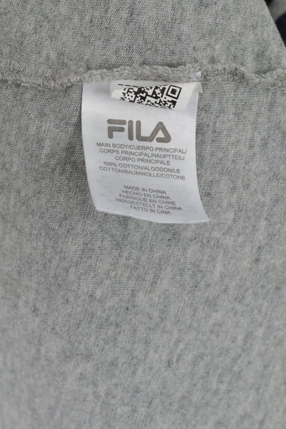 T-shirt XXL da uomo FILA Top classico in cotone grigio con grande logo
