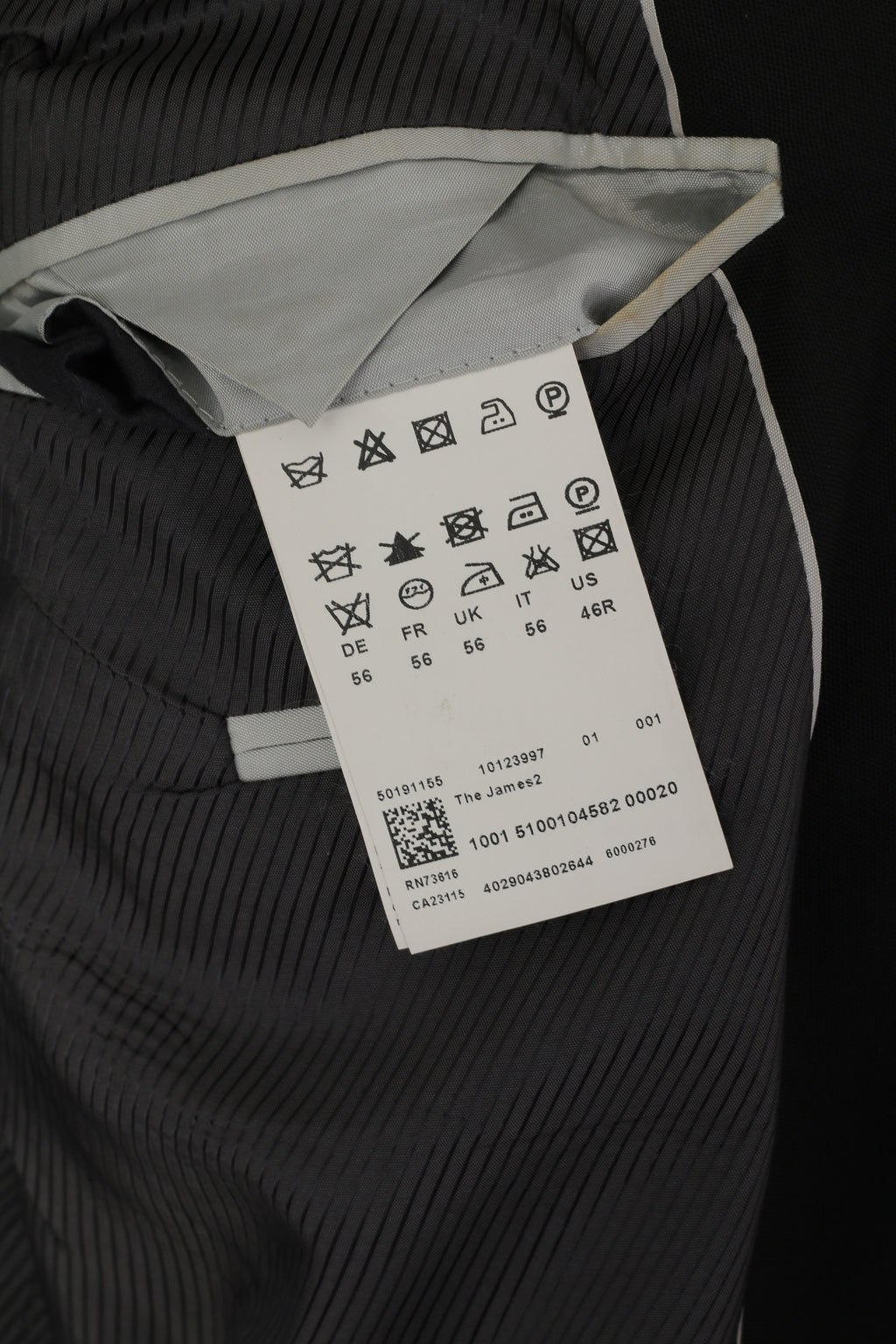 Hugo Boss Hommes 56 46 Blazer Laine Noire The James2 Veste Simple Boutonnage