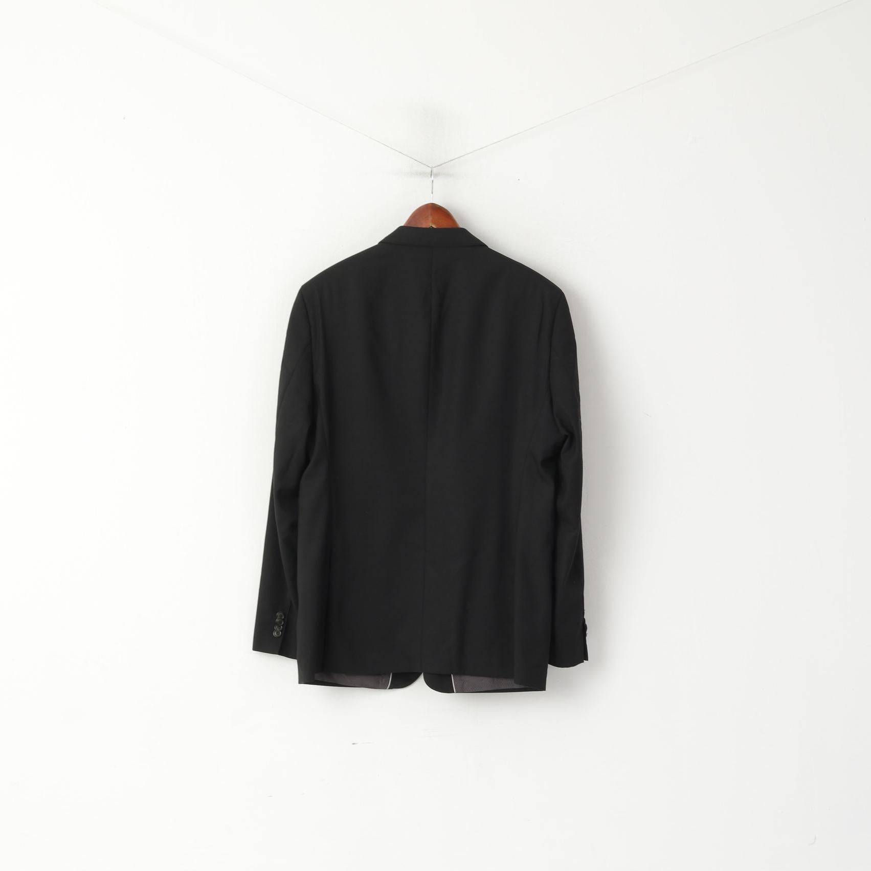 Hugo Boss Hommes 56 46 Blazer Laine Noire The James2 Veste Simple Boutonnage