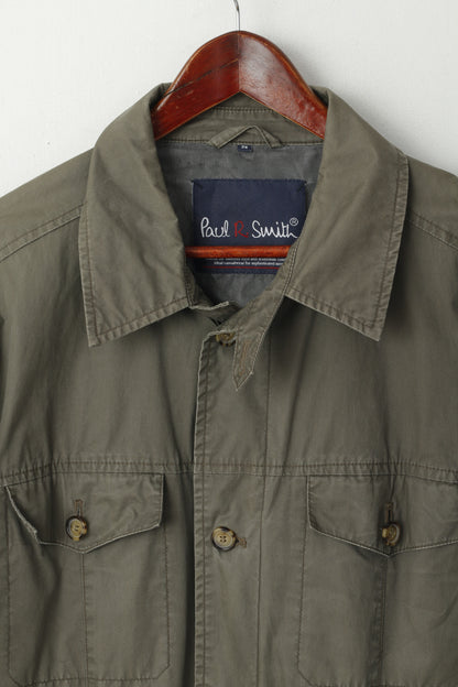 Paul R. Smith Men 26 M Jacket Oliv Green Cotton Lightweight Military Buttoned Casual Top