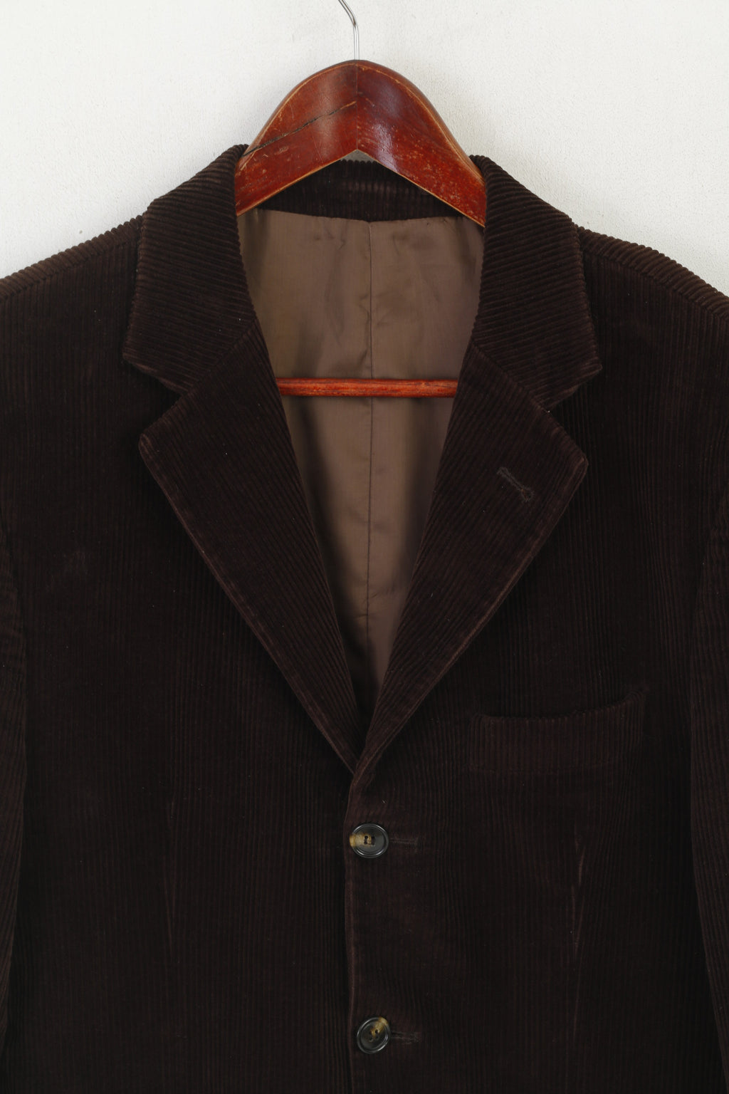 Renzo Cavalli Uomo 38 Blazer Giacca monopetto vintage in cotone di velluto a coste marrone