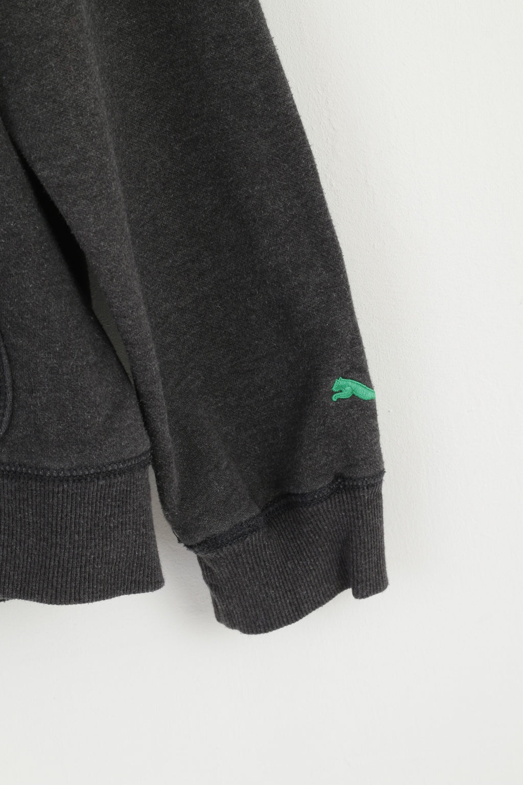 Felpa Puma da uomo L (M) grigio scuro con cappuccio in cotone sportivo con logo grande