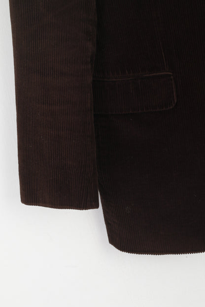 Renzo Cavalli Men 38 Blazer Brown Corduroy Cotton Vintage Single Breasted Jacket