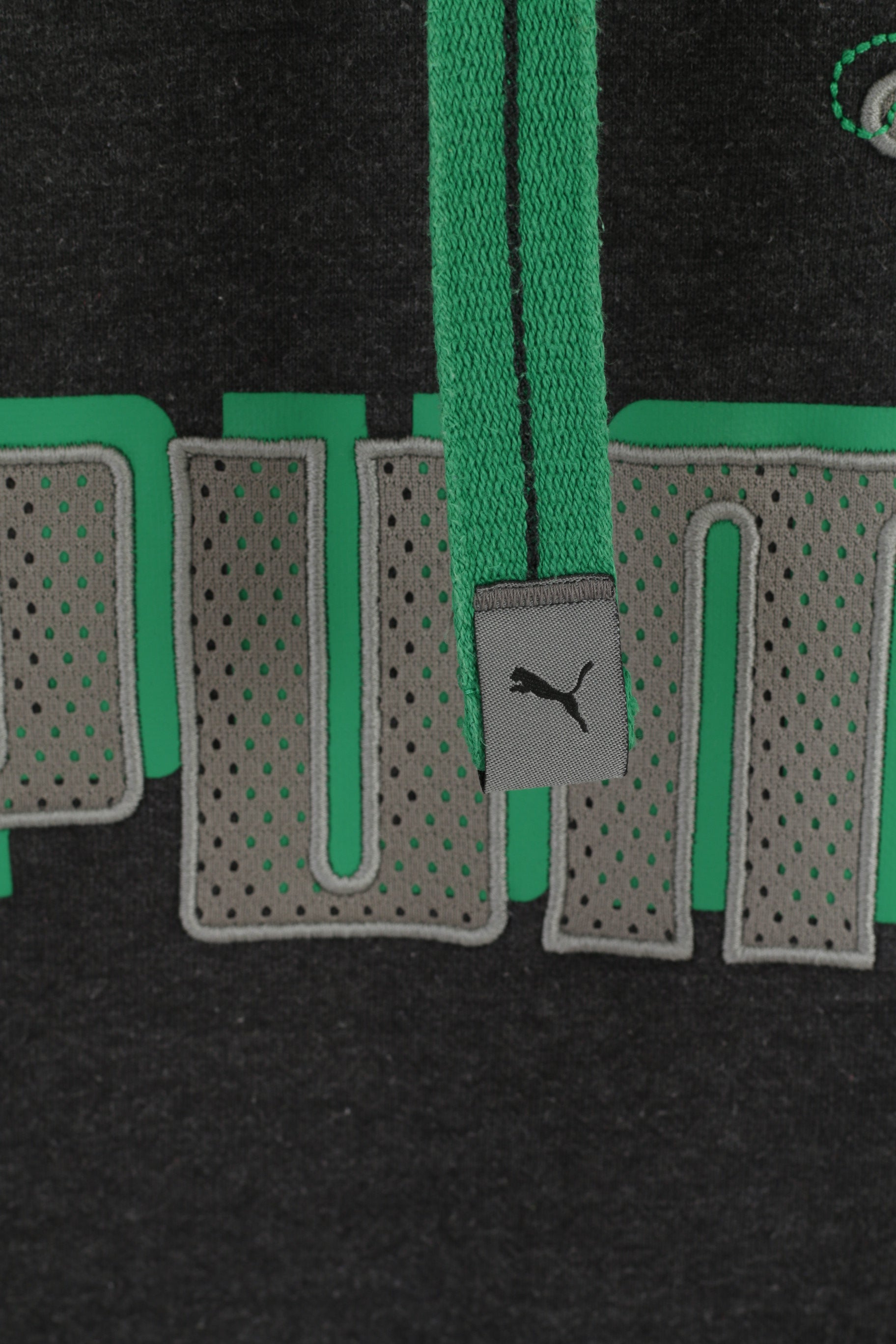 Felpa Puma da uomo L (M) grigio scuro con cappuccio in cotone sportivo con logo grande