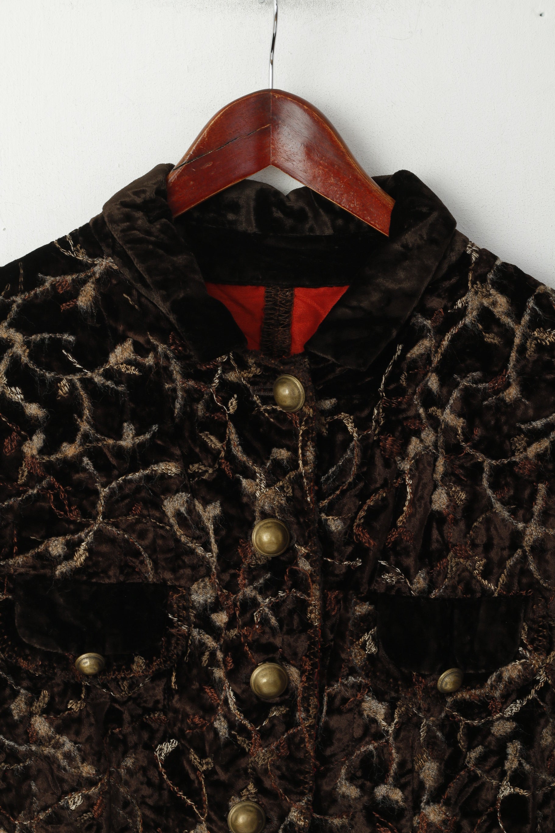 UHLE Camicia casual da donna 44 L Top a maniche lunghe in viscosa lucida vintage marrone