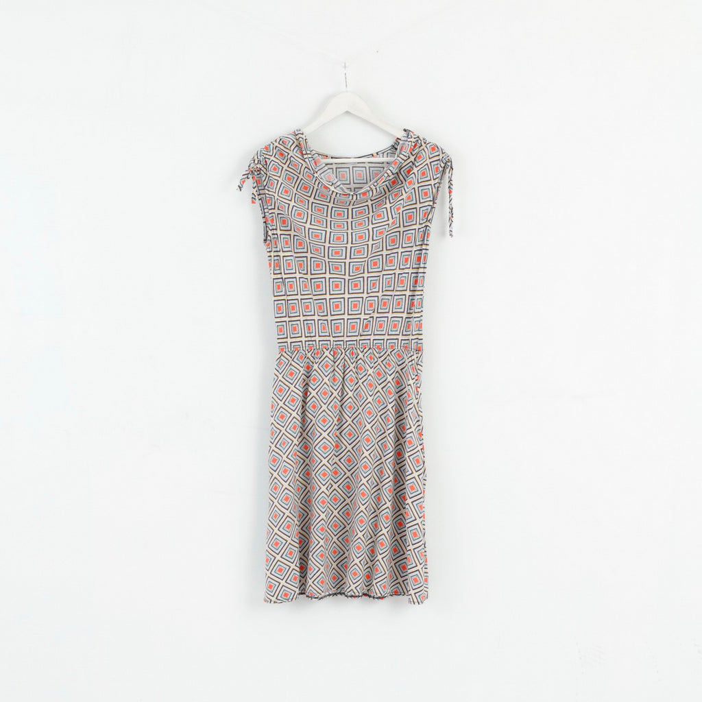 Tu Womens 12 Midi Dress Blue Geometry 100% Viscose Soft Summer