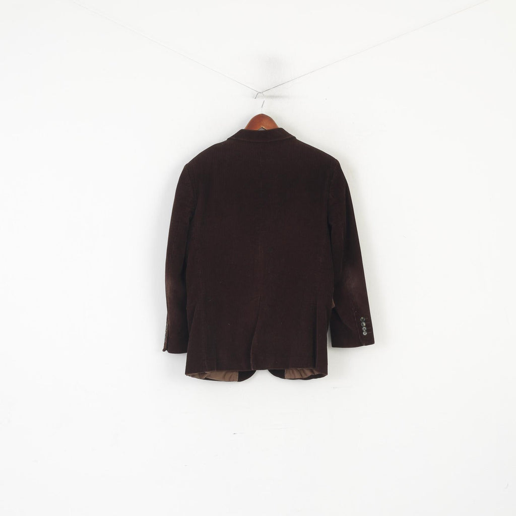 Renzo Cavalli Uomo 38 Blazer Giacca monopetto vintage in cotone di velluto a coste marrone