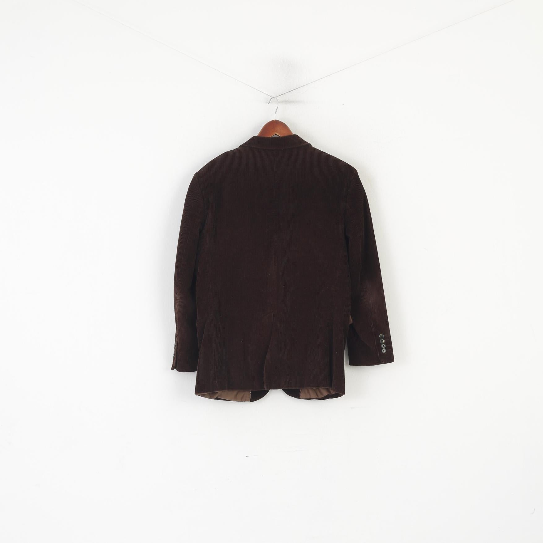 Renzo Cavalli Uomo 38 Blazer Giacca monopetto vintage in cotone di velluto a coste marrone