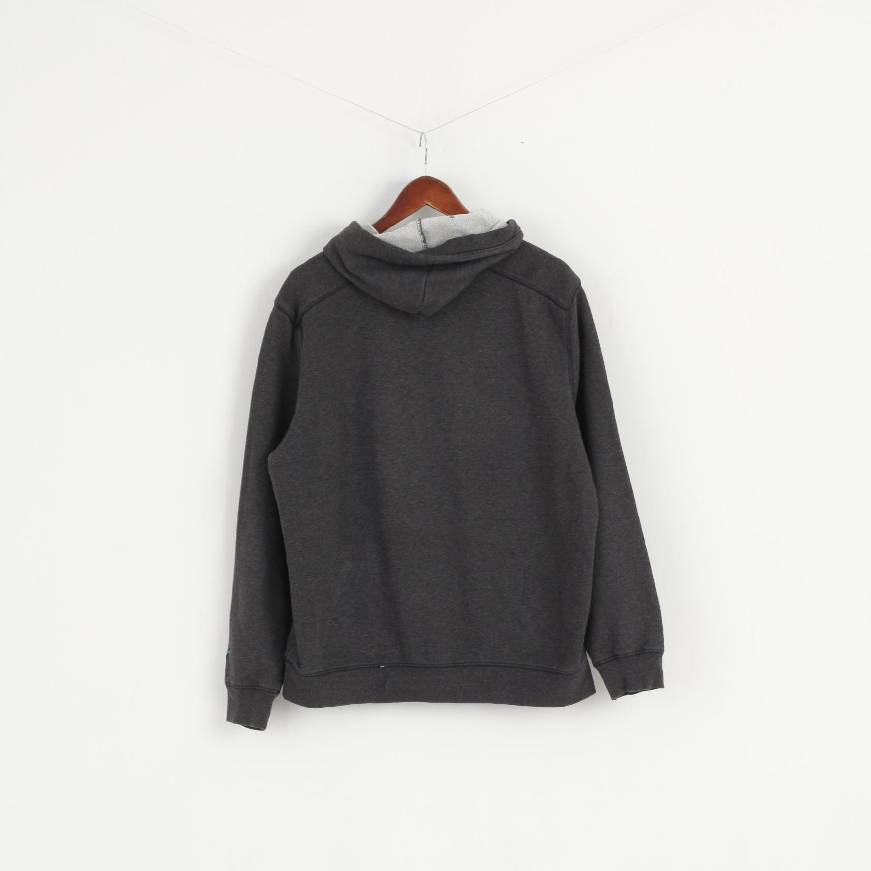 Felpa Puma da uomo L (M) grigio scuro con cappuccio in cotone sportivo con logo grande