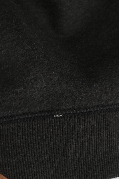 Puma Men L (M)  Sweatshirt Dark Grey Hooded Cotton Sportswear Big Logo Top