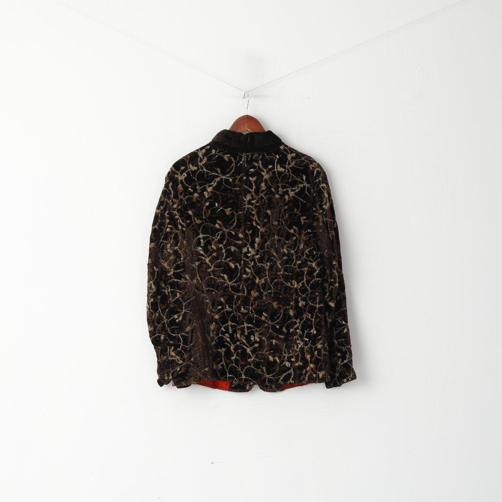 UHLE Camicia casual da donna 44 L Top a maniche lunghe in viscosa lucida vintage marrone