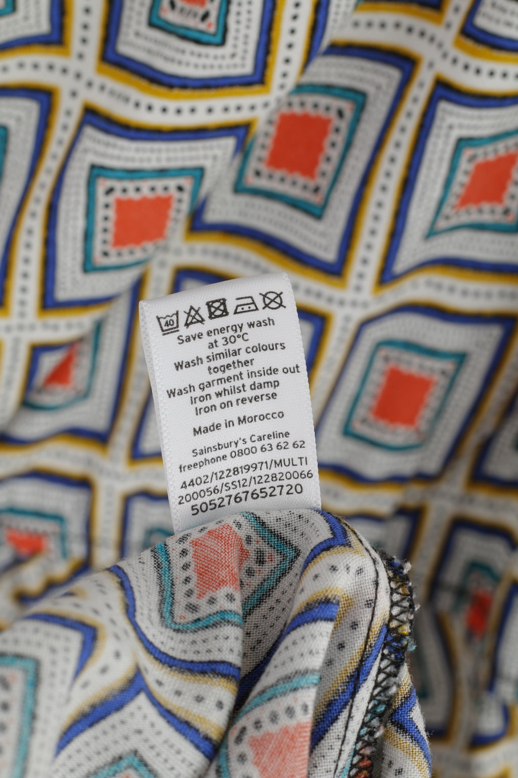 Tu Womens 12 Midi Dress Blue Geometry 100% Viscose Soft Summer