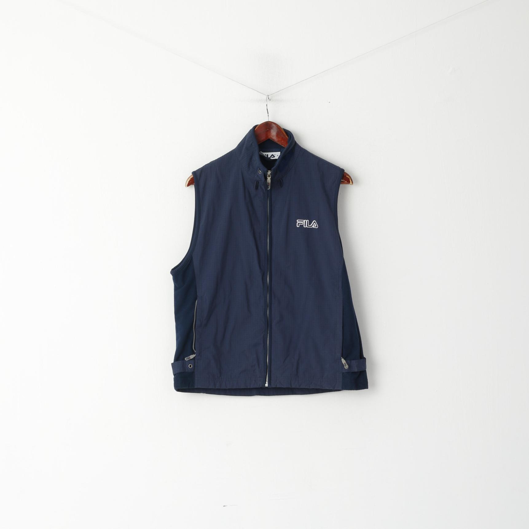 Fila Men S Waistcoat Navy Sport Zip Up Nylon Vest Outdoor Sleeveless Top