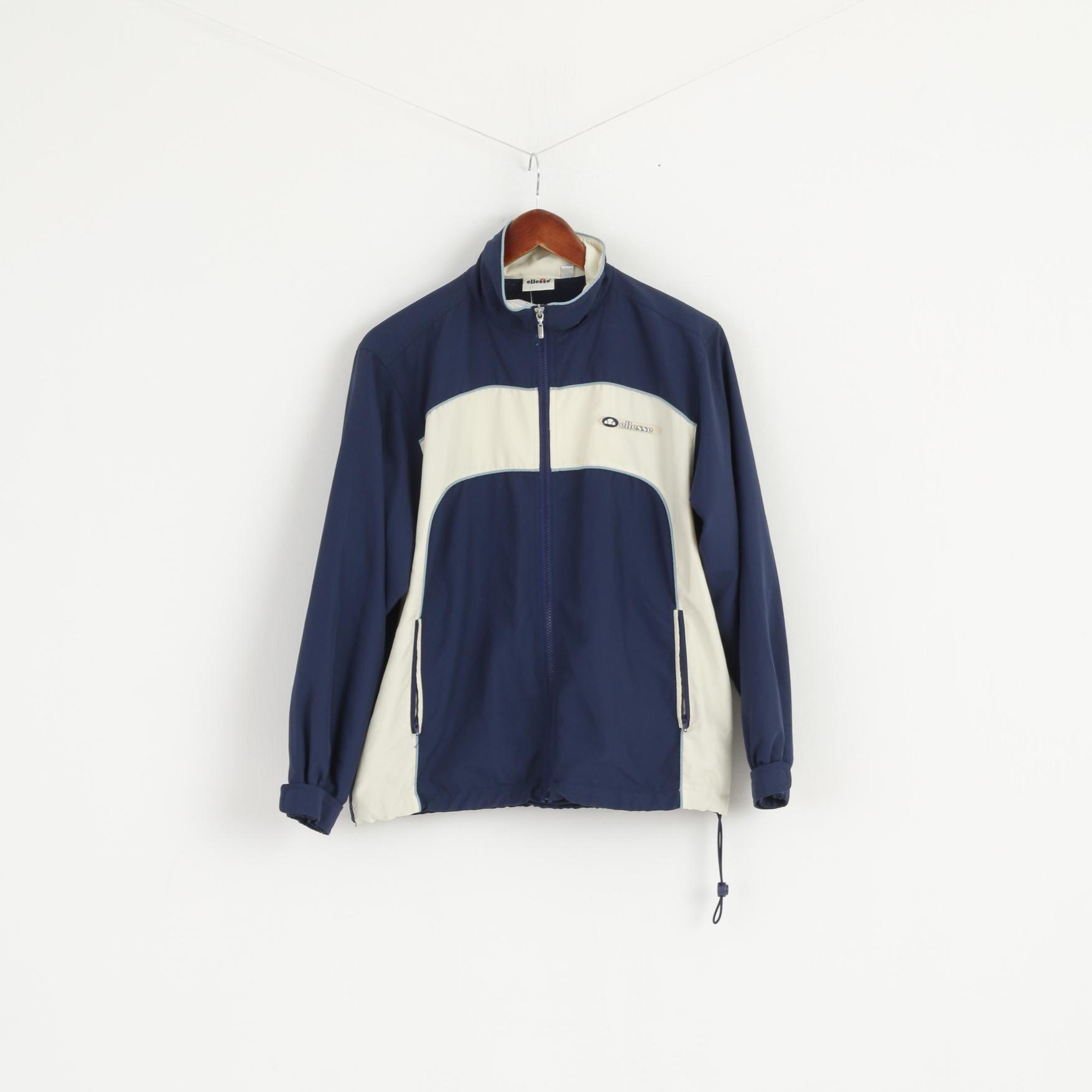 Ellesse Femmes 12 38 Veste Bleu Crème Léger Zip Up Mesh Doublé Activewear Top