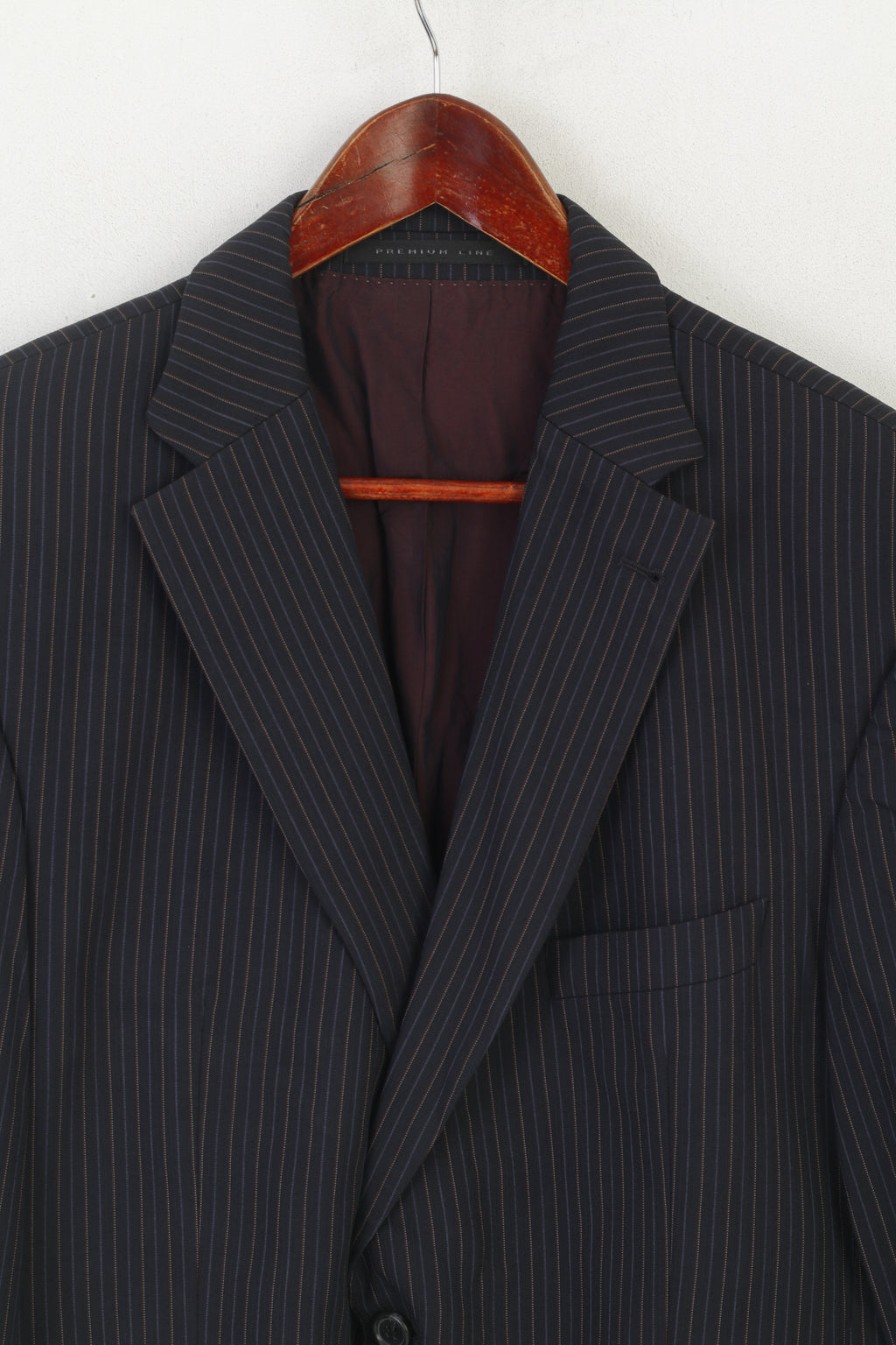 Strellson Men 42 Blazer Navy Striped Business Class Premium Line Giacca monopetto