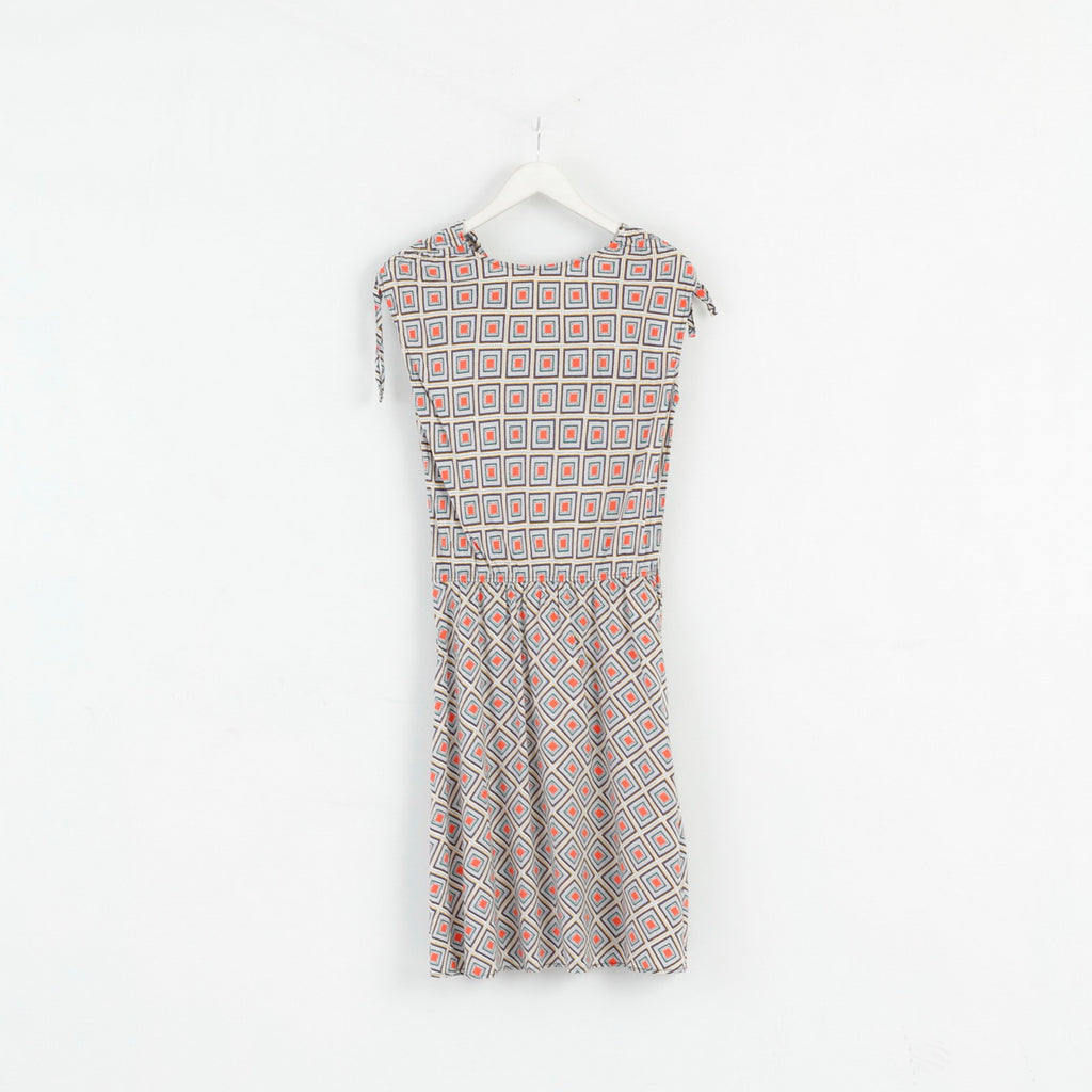 Tu Womens 12 Midi Dress Blue Geometry 100% Viscose Soft Summer