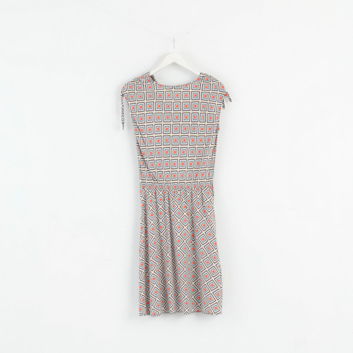 Tu Womens 12 Midi Dress Blue Geometry 100% Viscose Soft Summer