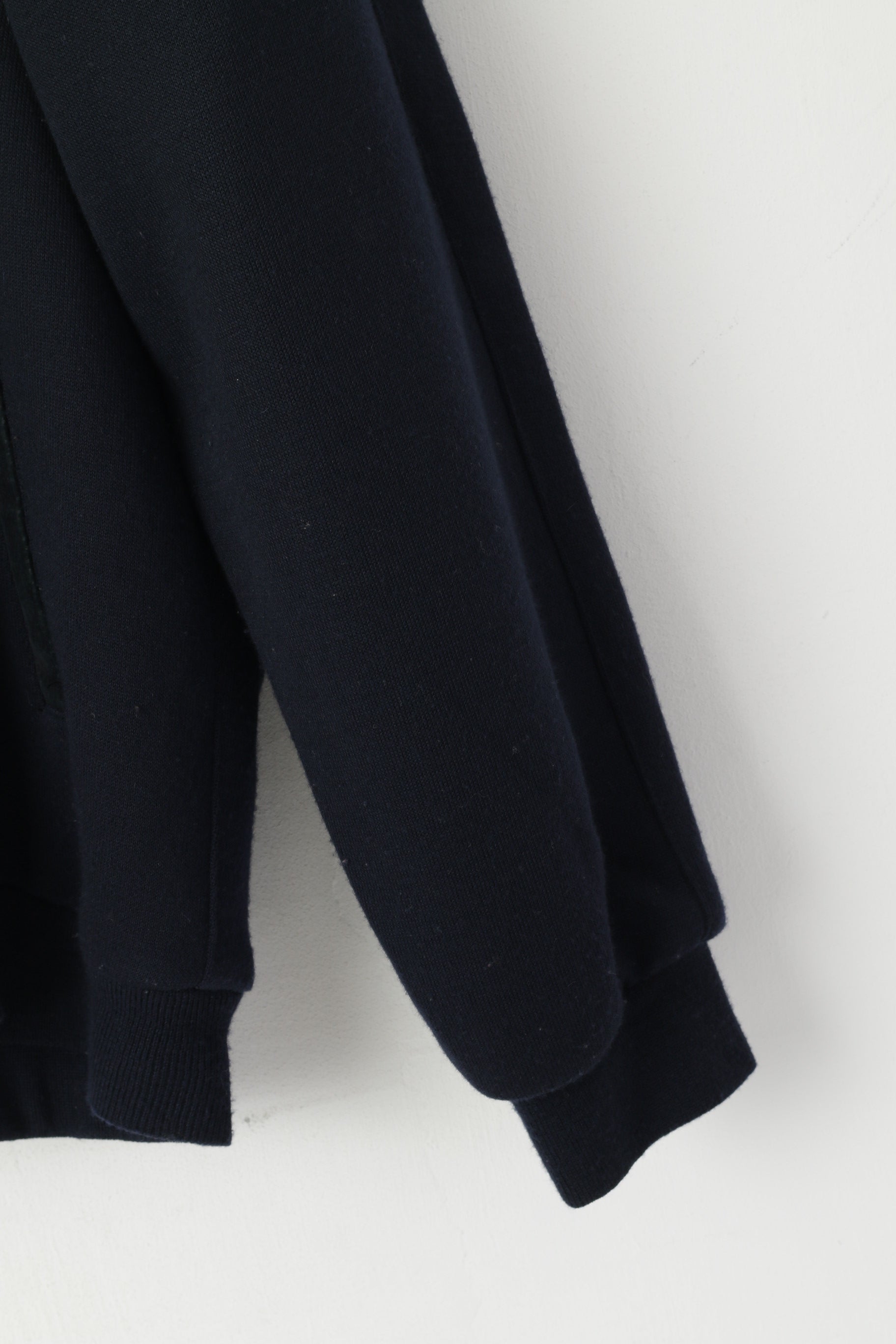 Elkjaer Men 54 XL Button Front Cardigan Navy Leather Wool Blend Vintage Sweater