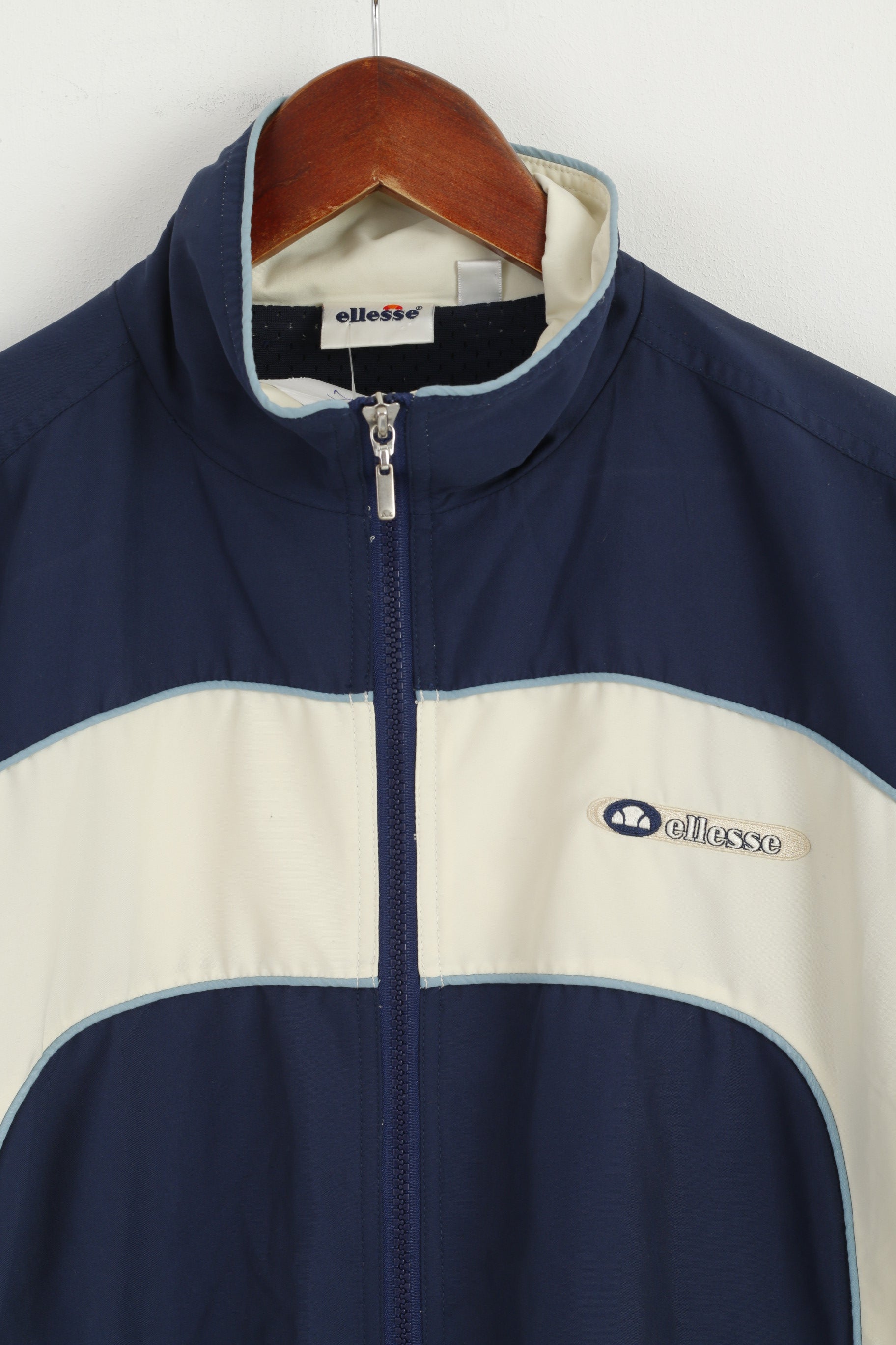Ellesse Femmes 12 38 Veste Bleu Crème Léger Zip Up Mesh Doublé Activewear Top