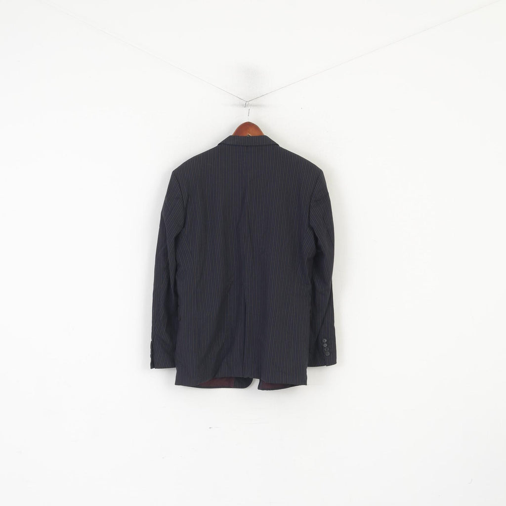 Strellson Men 42 Blazer Navy Striped Business Class Premium Line Giacca monopetto