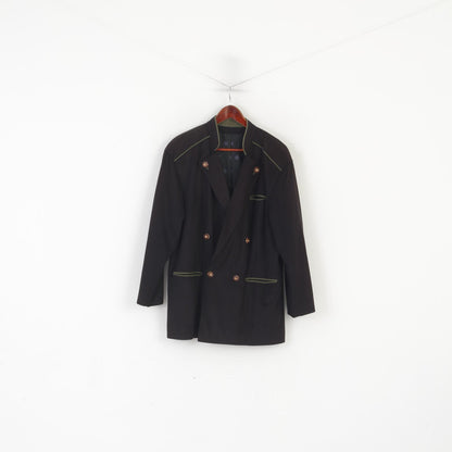 Fordan Men 44 Jacket Black Soft Vintage West Germany Double Breasted Tyrol Blazer