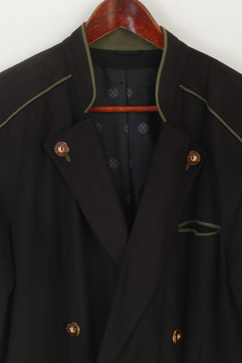 Fordan Men 44 Jacket Black Soft Vintage West Germany Double Breasted Tyrol Blazer