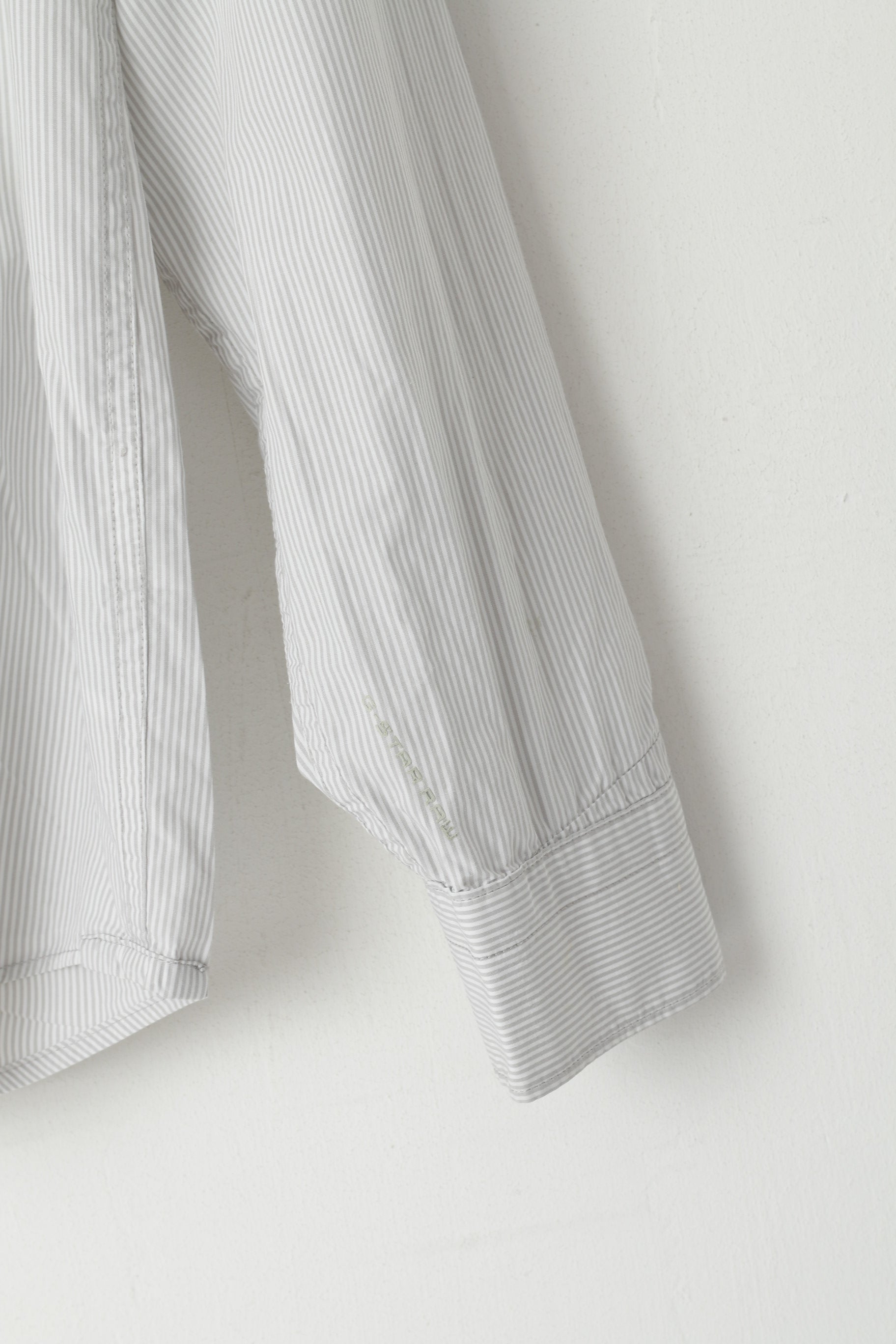 G-Star Raw Men L (M) Casual Shirt Grey Striped Cotton Empire Long Sleeve Top