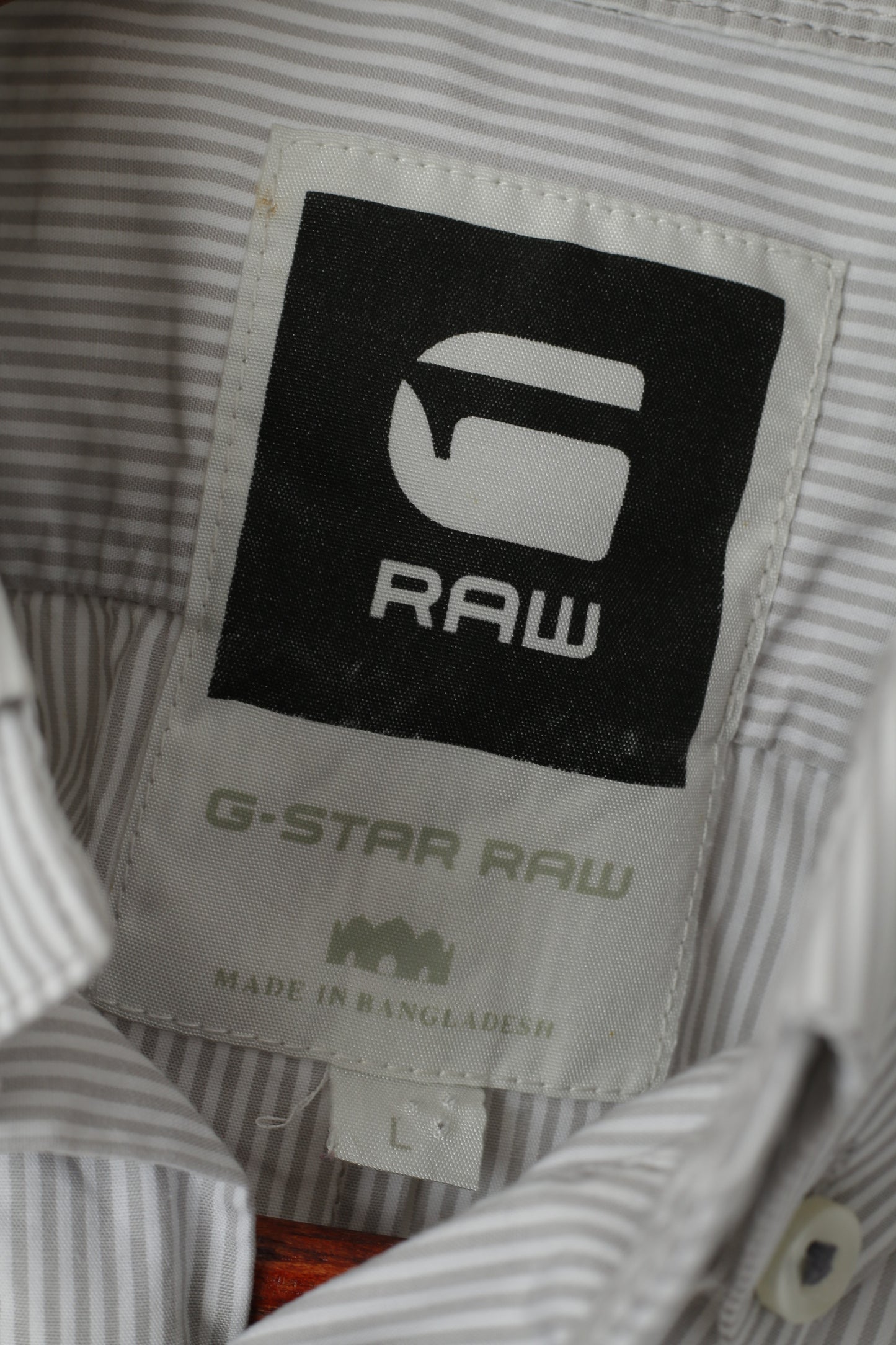 Camicia casual G-Star Raw da uomo L (M) Top a maniche lunghe stile impero in cotone a righe grigie