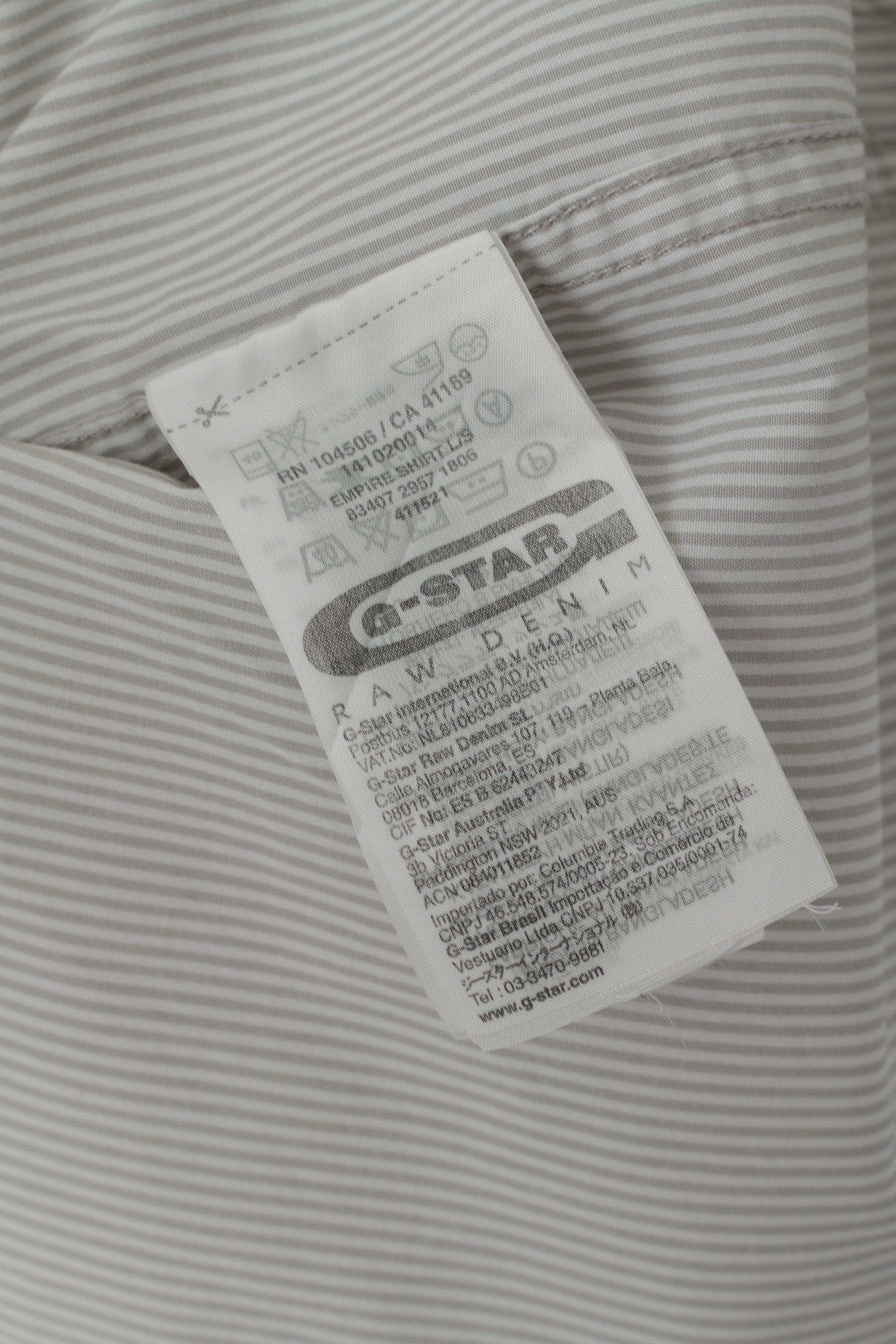 G-Star Raw Men L (M) Casual Shirt Grey Striped Cotton Empire Long Sleeve Top