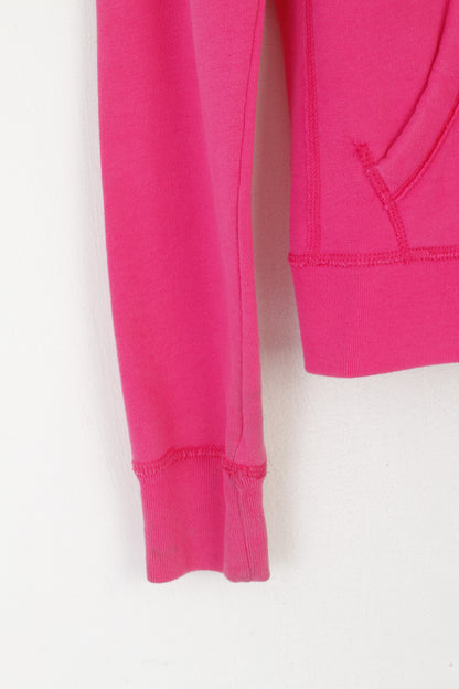 Felpa Hollister da donna, in cotone rosa, ricamato, con cappuccio, zip intera