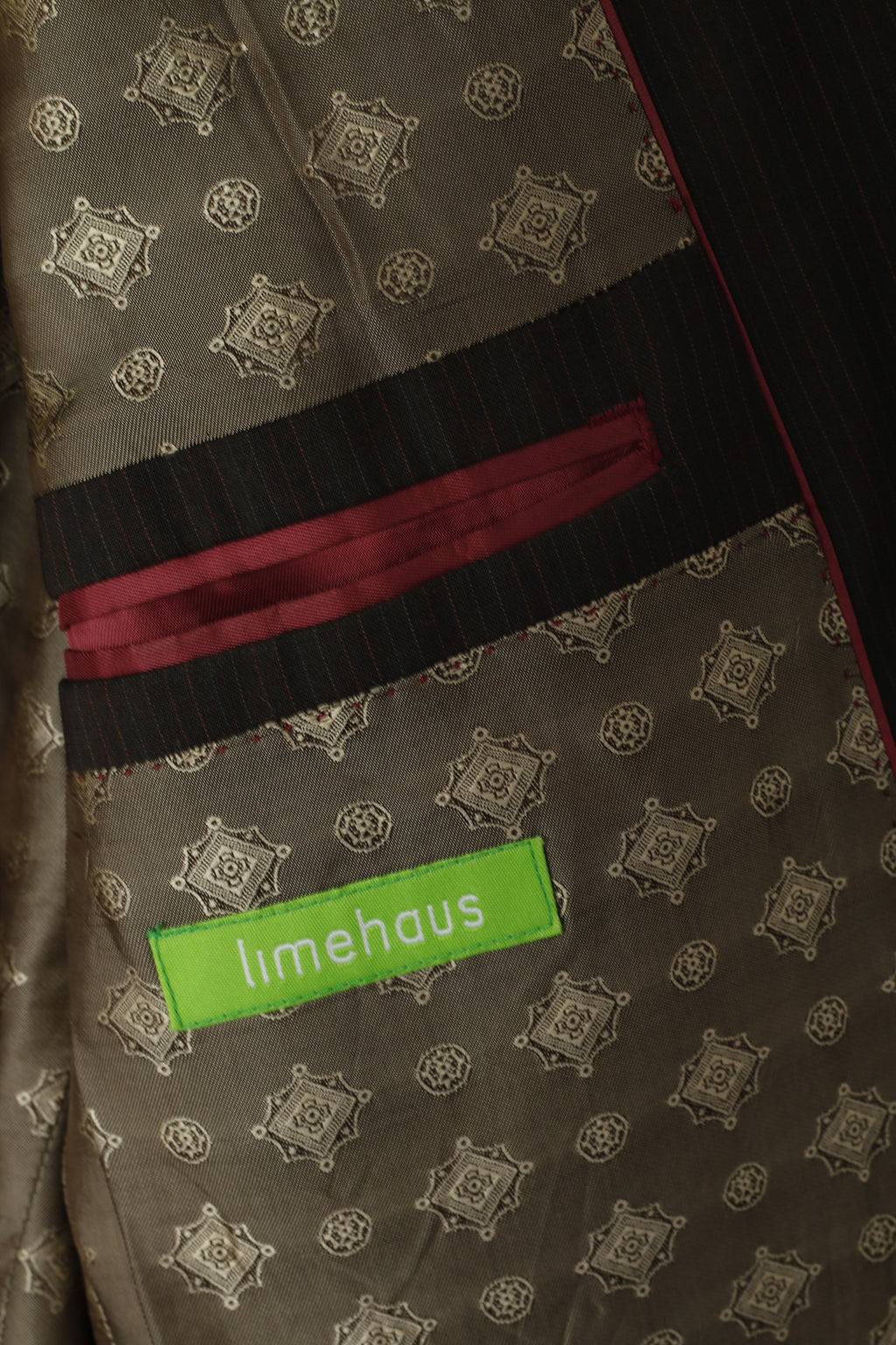 Limehaus Men 42 52 Blazer Brown Striped Wool Long Single Breasted Jacket