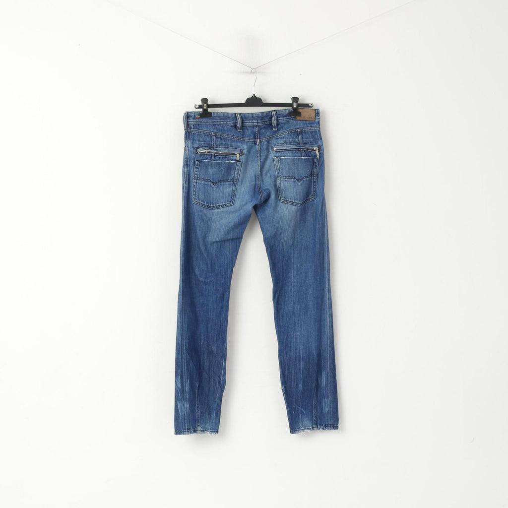 Diesel Industry Kander Pantalon Homme 32 Bleu Denim Coton Fabriqué en Italie Pantalon