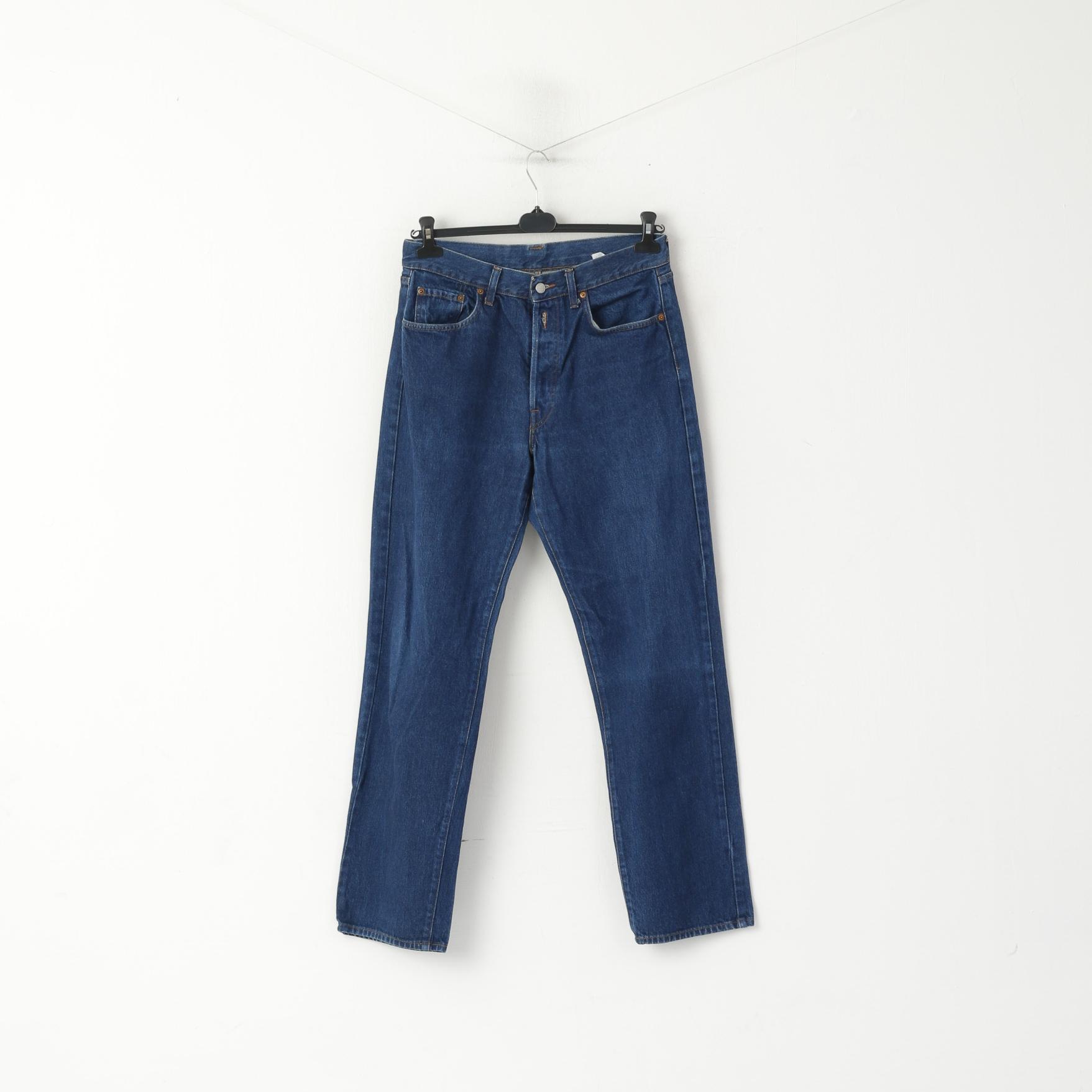 Replay Homme 32 Jeans Pantalon Bleu Marine Denim Coton Vintage Pantalon Droit