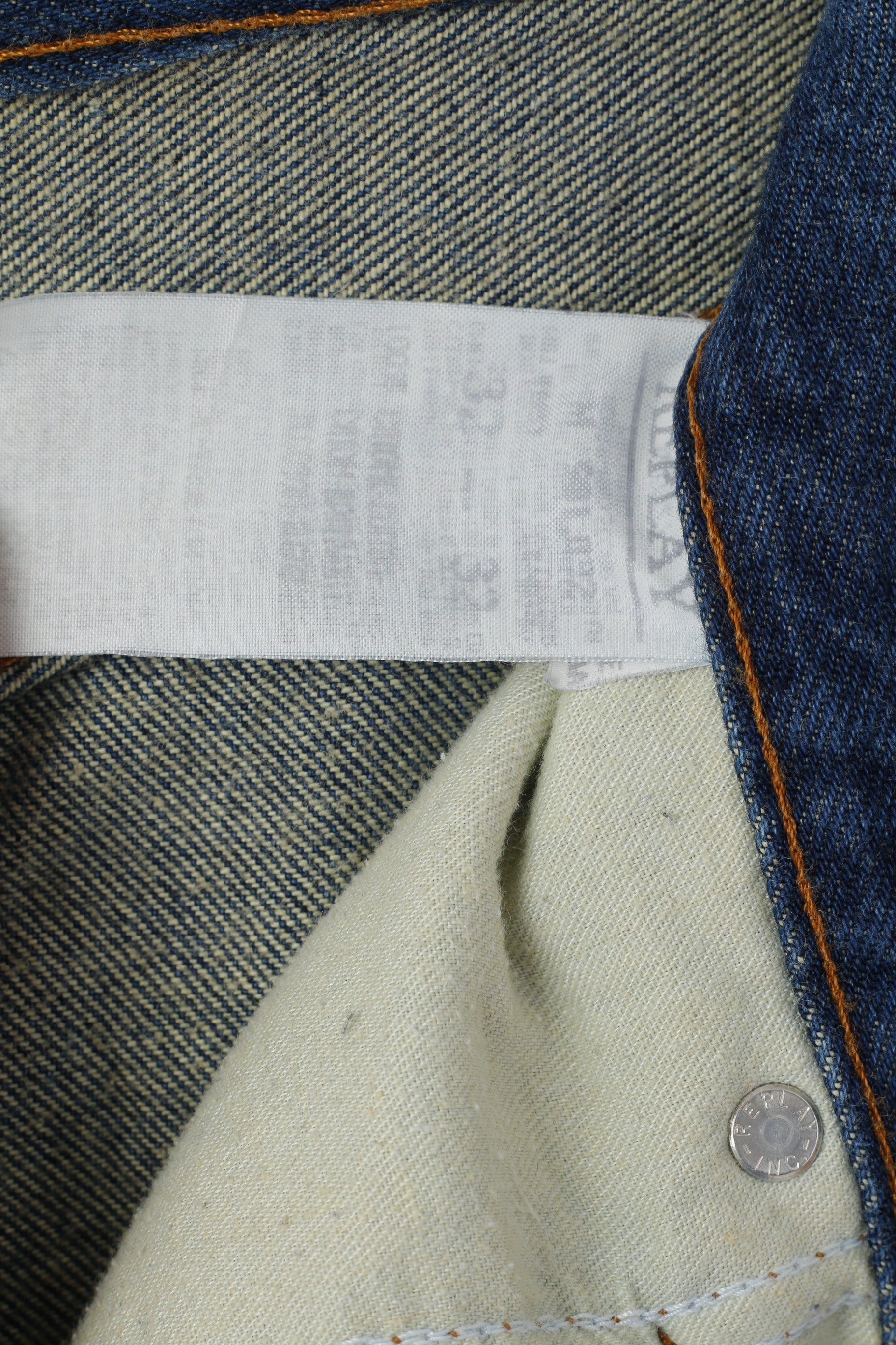 Replay Homme 32 Jeans Pantalon Bleu Marine Denim Coton Vintage Pantalon Droit