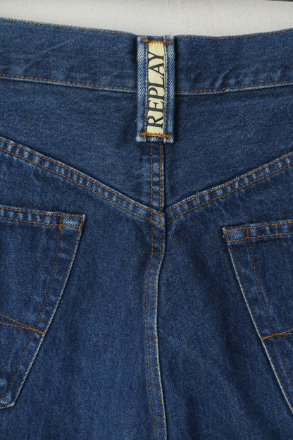 Replay Homme 32 Jeans Pantalon Bleu Marine Denim Coton Vintage Pantalon Droit